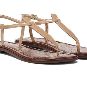 Sam Edelman Gigi Thong Sandals – Nude Patent / Croc Embossed Footbed – Size 6